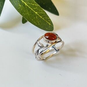 925 Sterling Silver Ring  with Natural carnelian US 6,7,8,9
“VIBES “